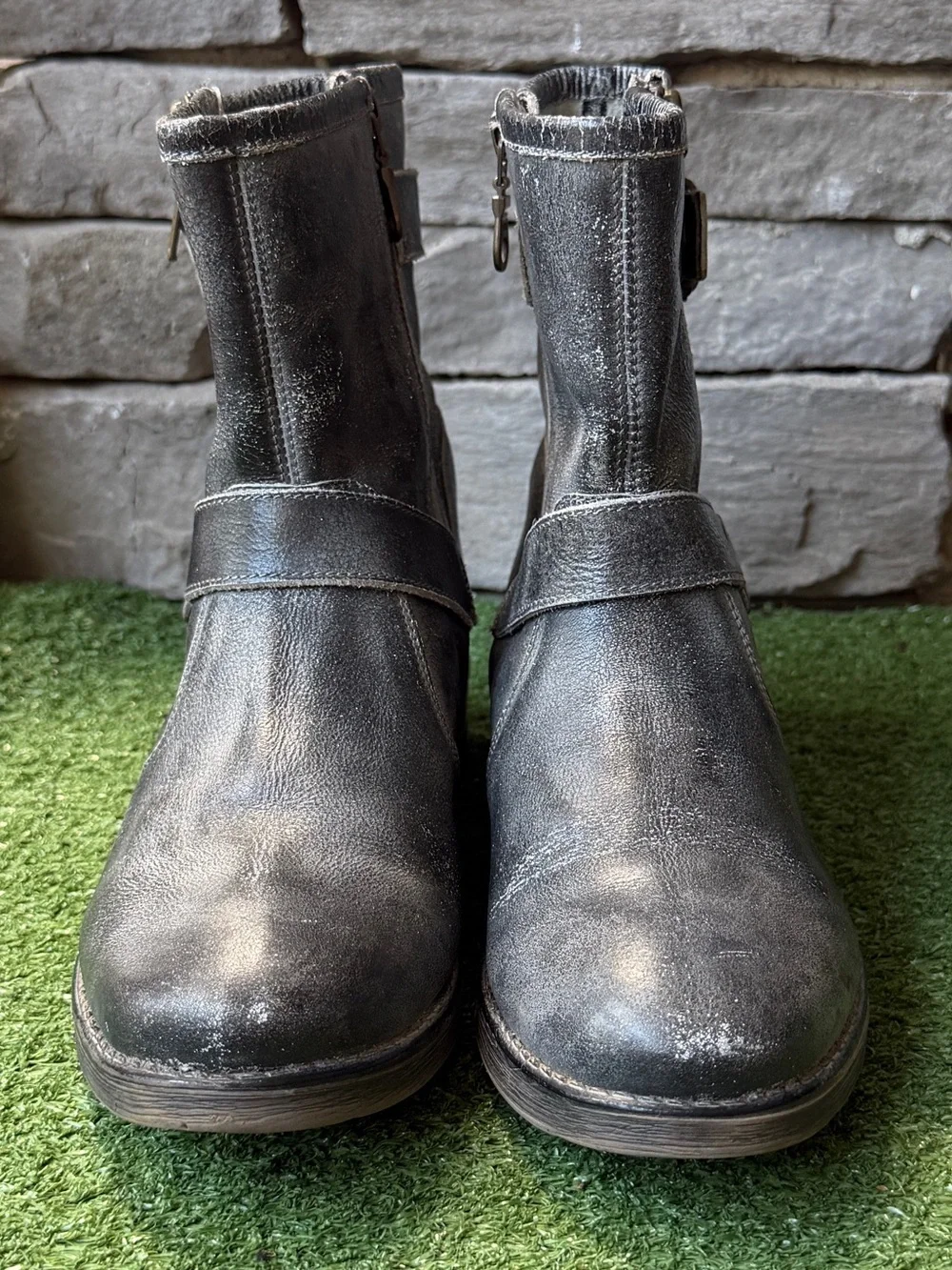 Roan By Bed Stu Becca Distressed Black Leather Women’s Boots